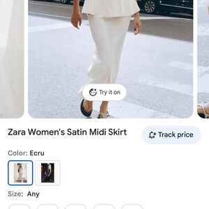 Zara Cream Satin Midi Skirt